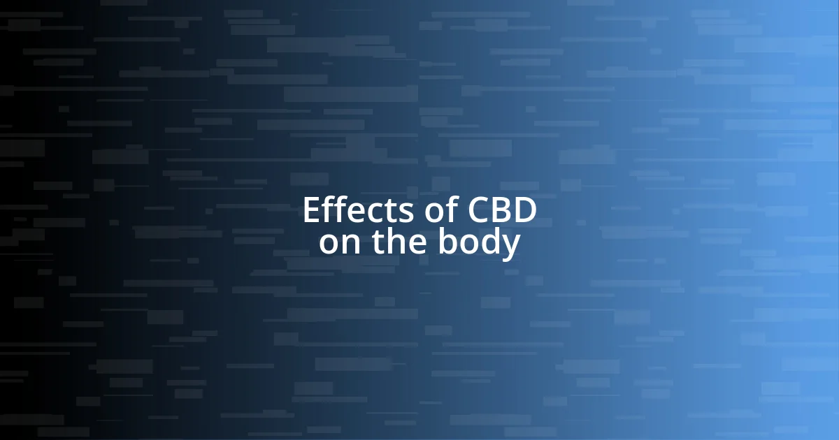 Effects of CBD on the body