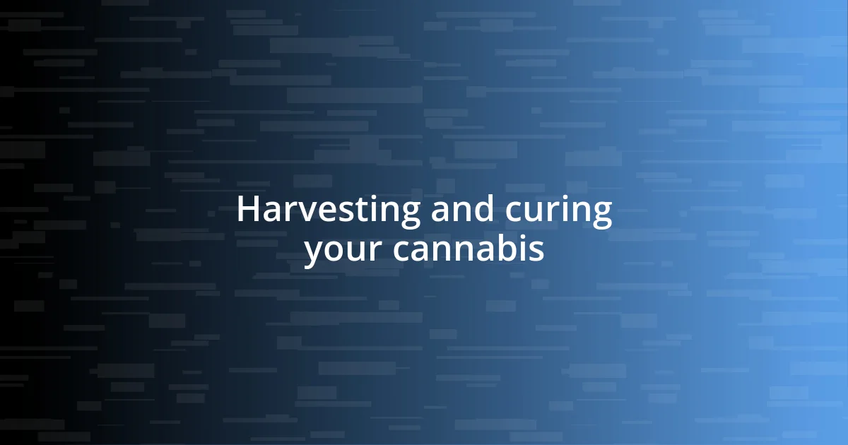 Harvesting and curing your cannabis